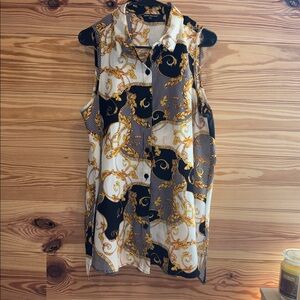 Unique Spectrum Gold and Black Chain Motif Blouse